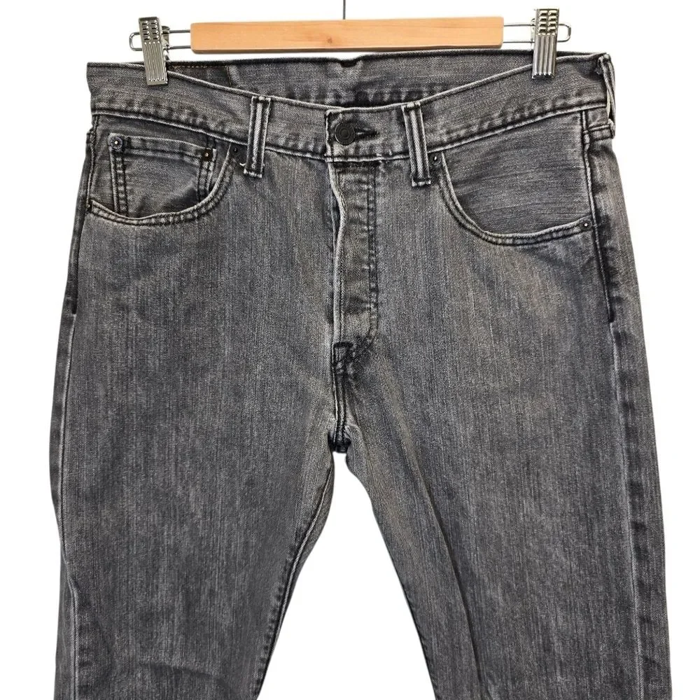 Levi's 501 Men's 32x32 Striaght Fit Stone Washed Gray Denim Jeans 501-6275